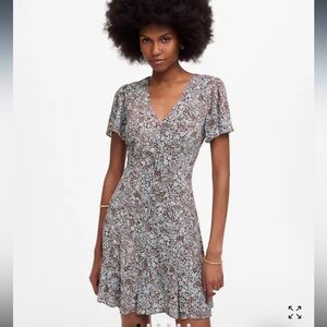 Button-Front Mini Dress in Floral